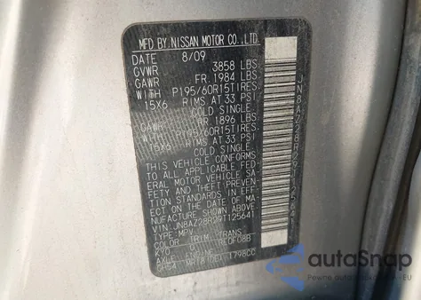 2009 Nissan Cube 1.8S z USA, uszkodzony, nr VIN JN8AZ28R29T125641